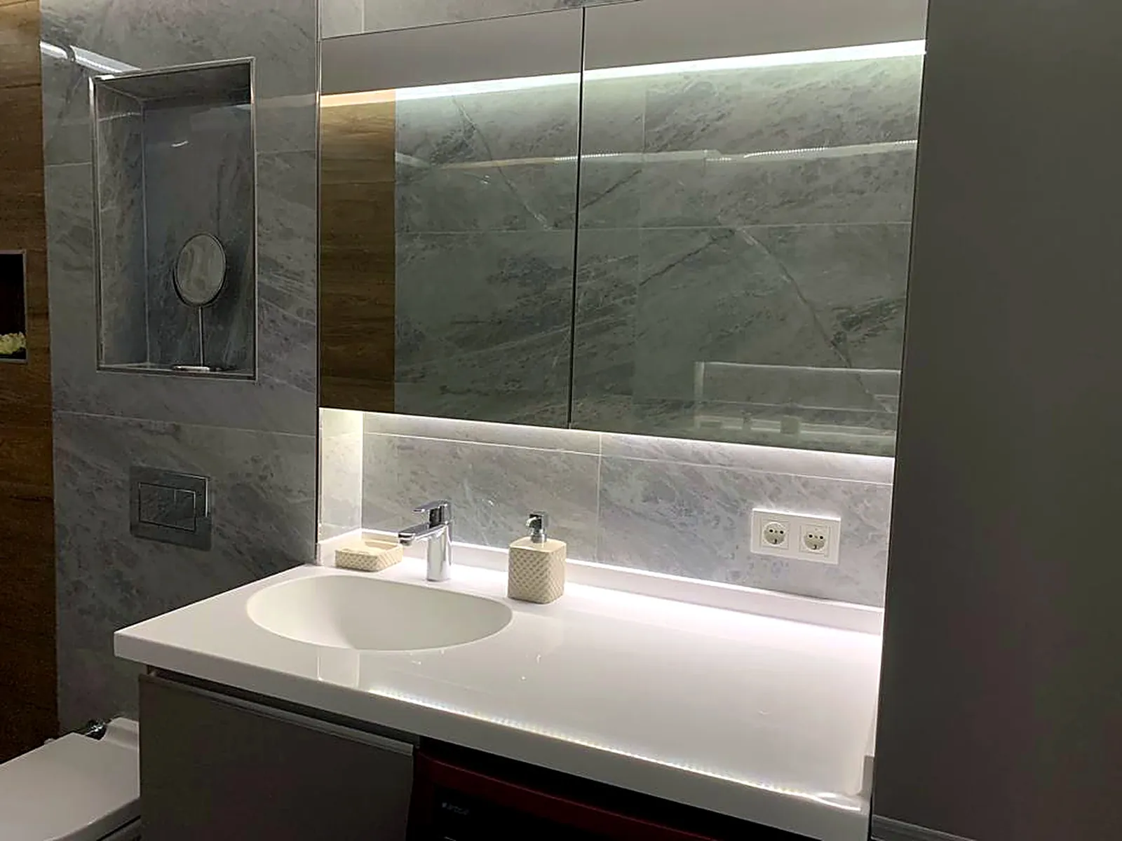 Tezgahla tek parça akrilik lavabo